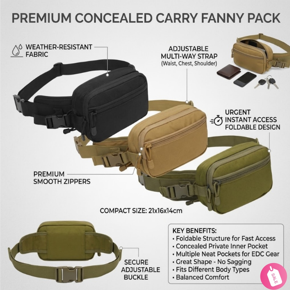 Edc Concealed Carry Fanny Pack - Riñonera Táctica para Portación Oculta, Bolsa